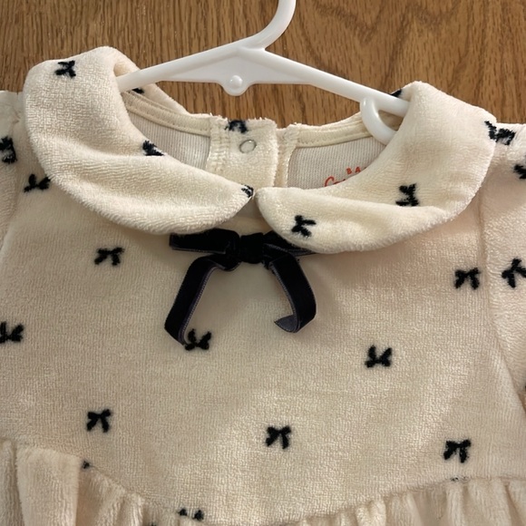 Baby Girls' Bow Printed Velour Romper - 6-9M - Picture 4 of 5